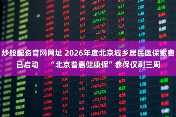 炒股配资官网网址 2026年度北京城乡居民医保缴费已启动     “北京普惠健康保”参保仅剩三周